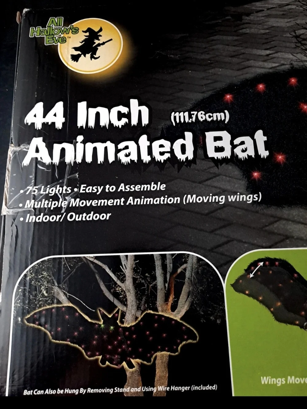 44-Inch Animated Bat Halloween Decoration - With 75 Lights